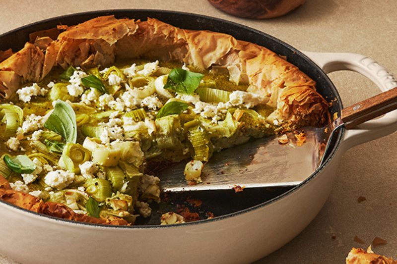 Tarte filo aux poireaux et au pesto