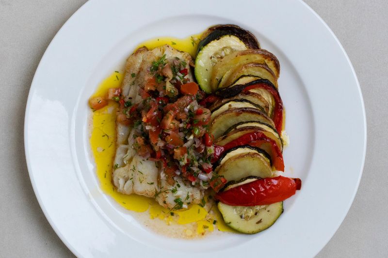 Lieu sauce vierge et tian