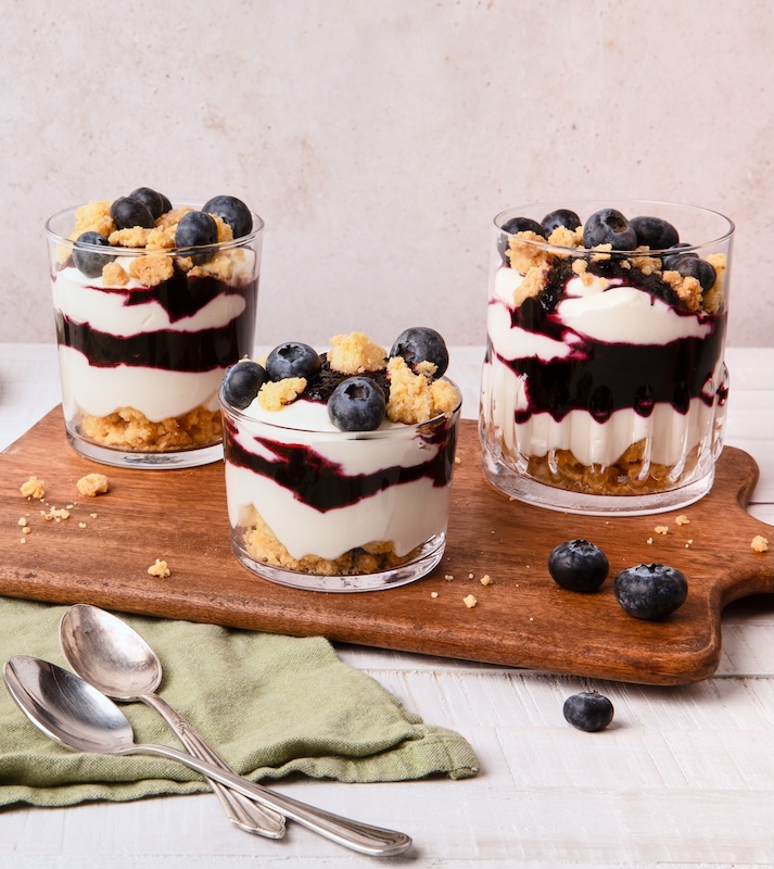 recette de Verrines myrtilles chantilly de chèvre