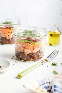 Salmon Bowl recipe with olive oil