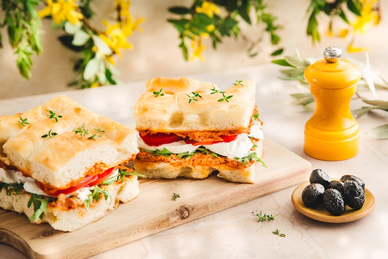recette de Focaccia au thon et purée de piment