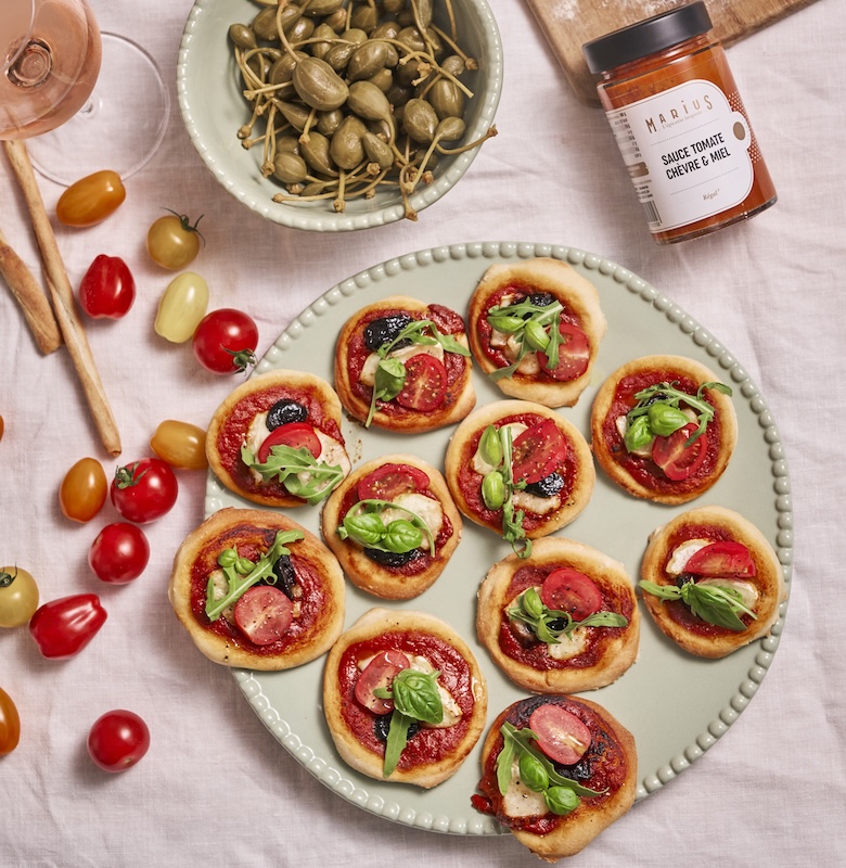 recette de Mini pizzas chèvre miel
