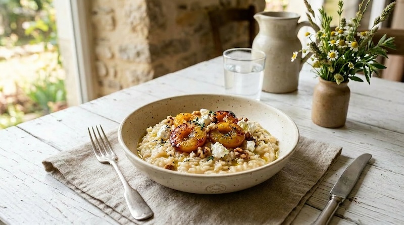 recette de Risotto aux prunes rôties