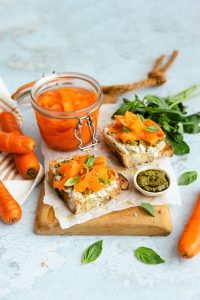 recipe for Stracciatella toast and carrot pickles