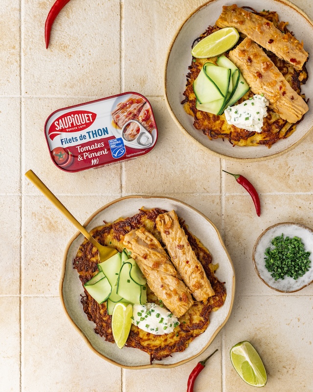 recette de Röstis et filets de thon