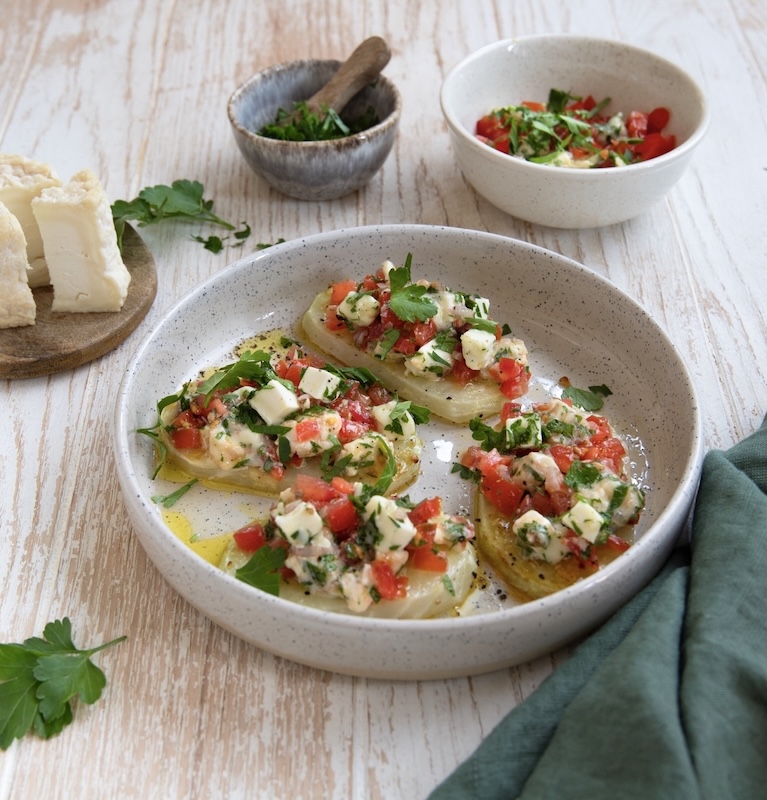 recette de Bruschettas de chou-rave au Chabichou