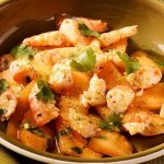 Ceviche de crevettes marinées et melon