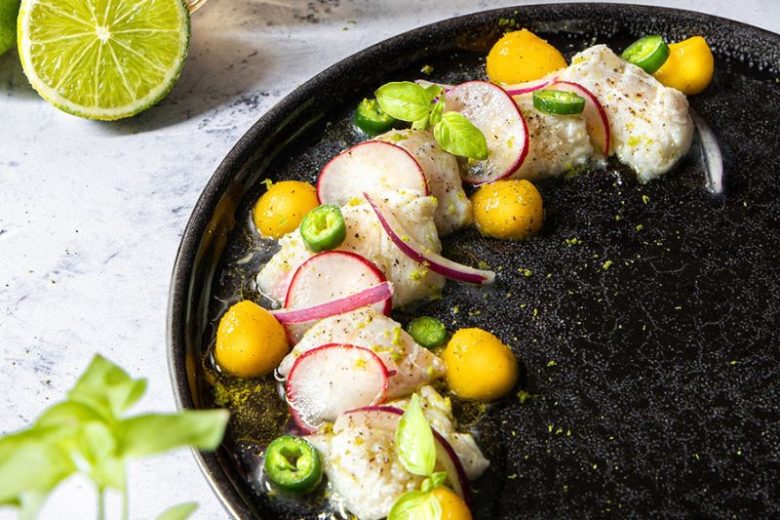 Ceviche de bar au vinaigre de coquelicot