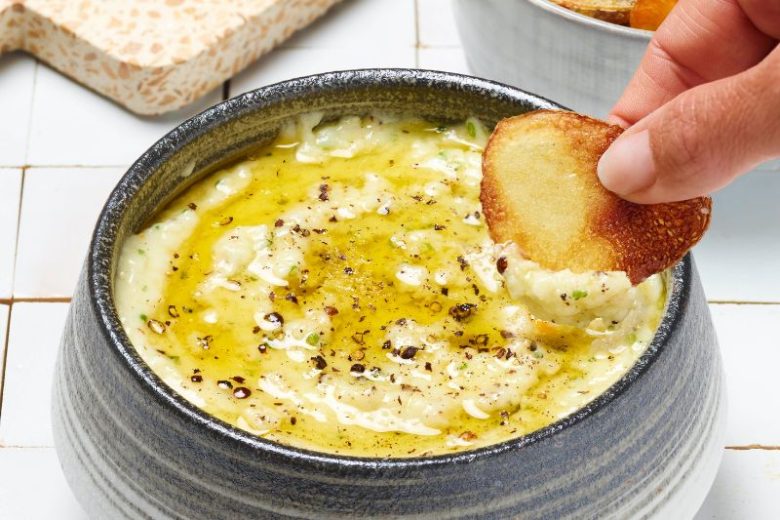 Dip de Morbier et chips de légumes