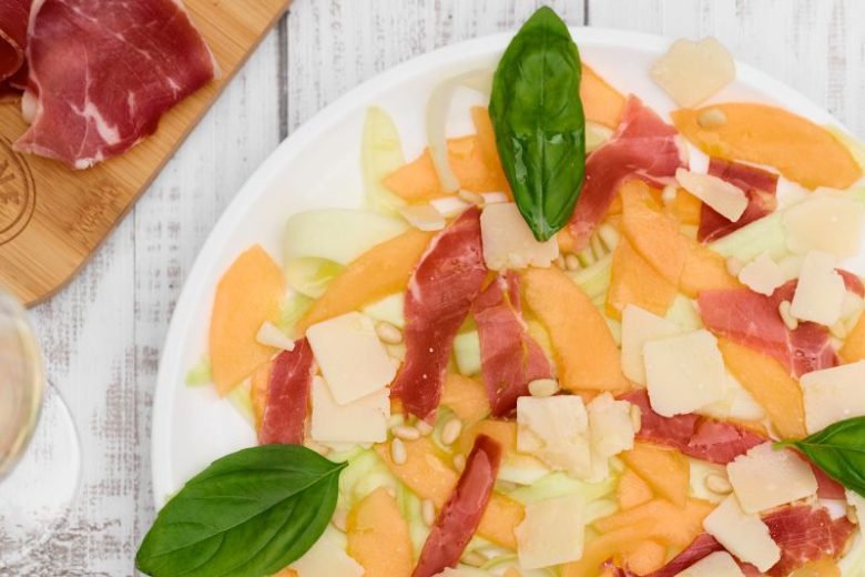 Carpaccio de melon aux jambon et courgette