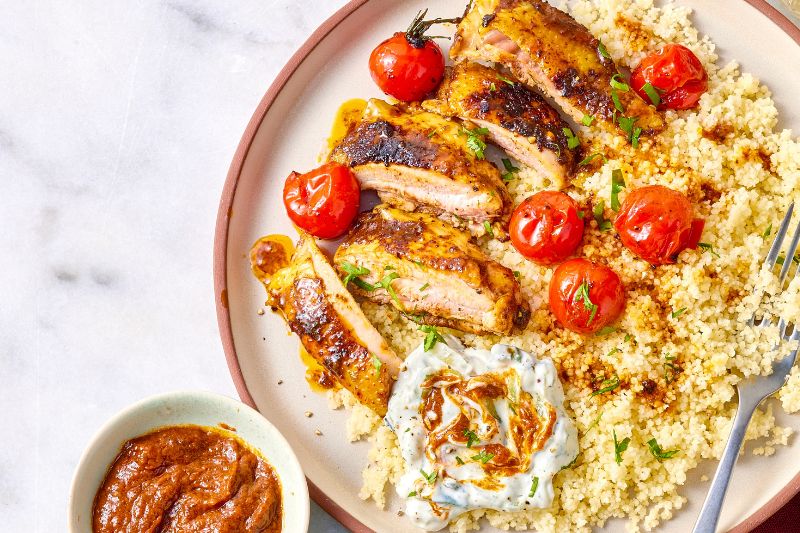 Poulet façon shawarma et tomates