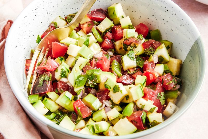 Salade courgette tomate poivron