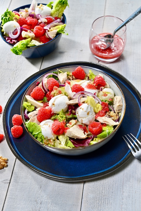 recette de Salade fraîcheur aux framboises et aux noix