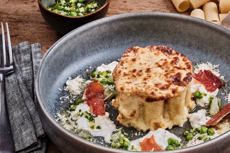 Timbale de rigatoni au jambon cru