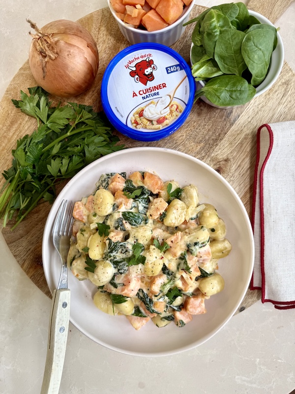 recette de Gnocchi crémeux à la courge et aux épinards
