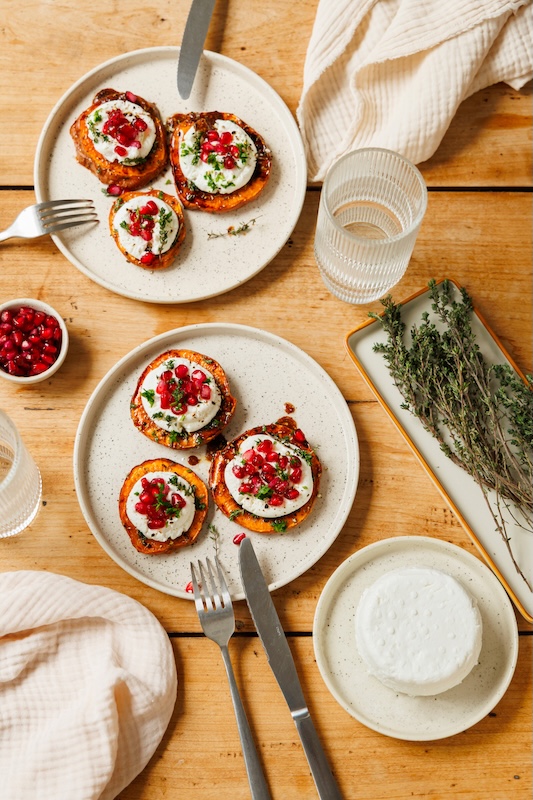 recette de Tranches de patate douce au chèvre