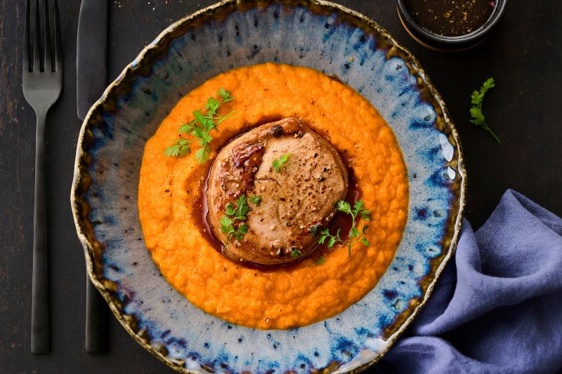 Médaillons de veau laqués au sirop