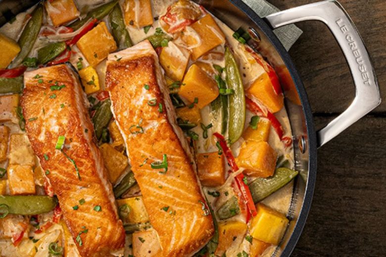 Saumon poêlé au curry vert