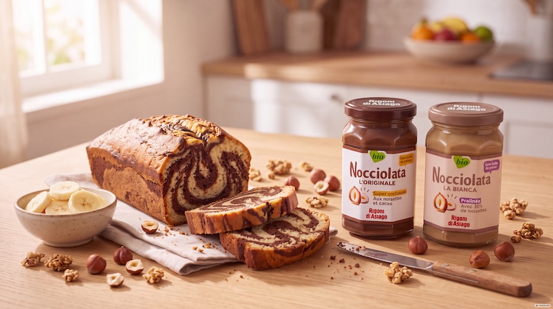 recette de Banana bread marbré à la Nocciolata