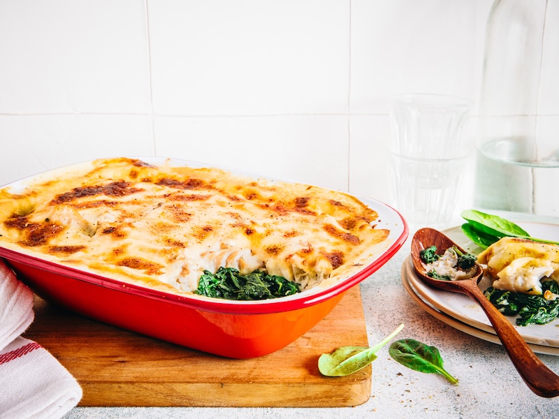 recette de Gratin de lieu noir aux épinards