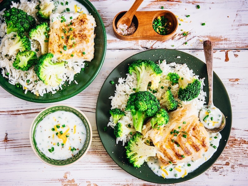 recette de Poisson blanc brocolis et riz