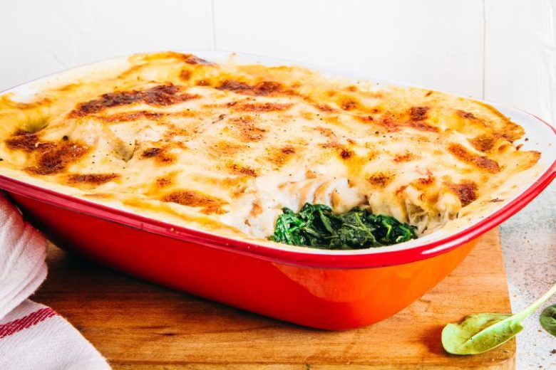 Gratin de lieu noir aux épinards