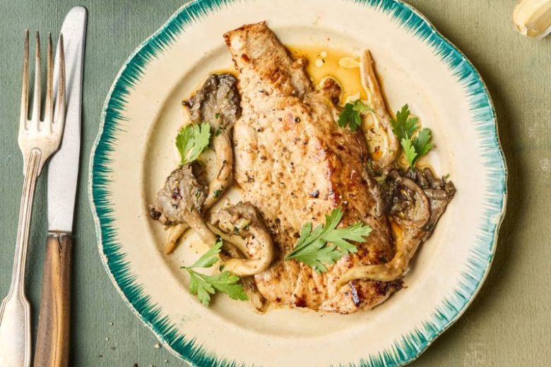 Noix de veau poêlée aux pleurotes
