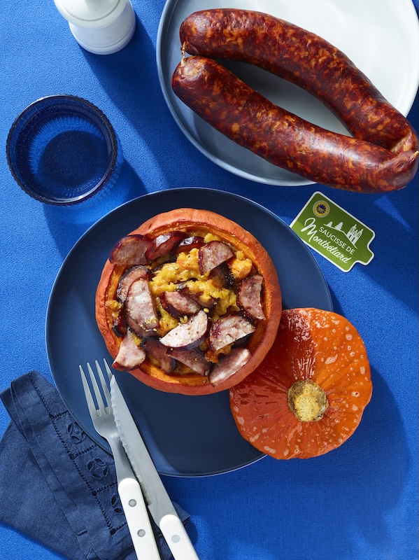 recette de Potimarron farci à la saucisse de Montbéliard