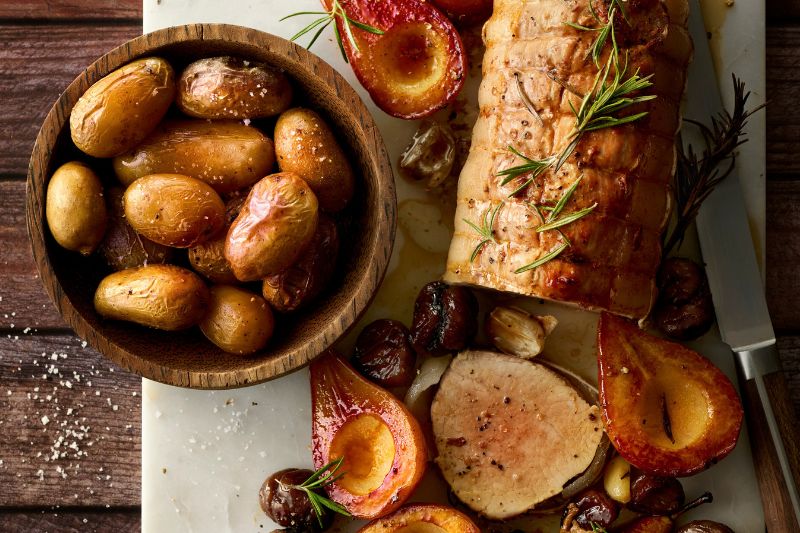 Rôti de veau aux châtaignes et poires