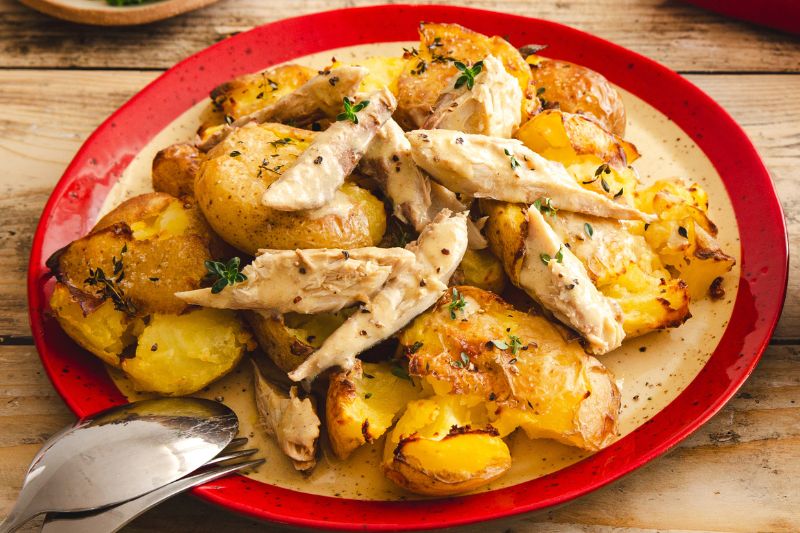 Smashed potatoes aux maquereaux à la moutarde
