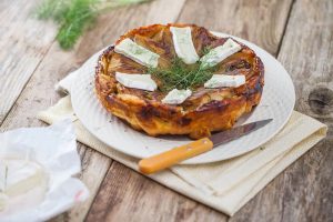 recipe for Fennel Tatin with goat cheese brick